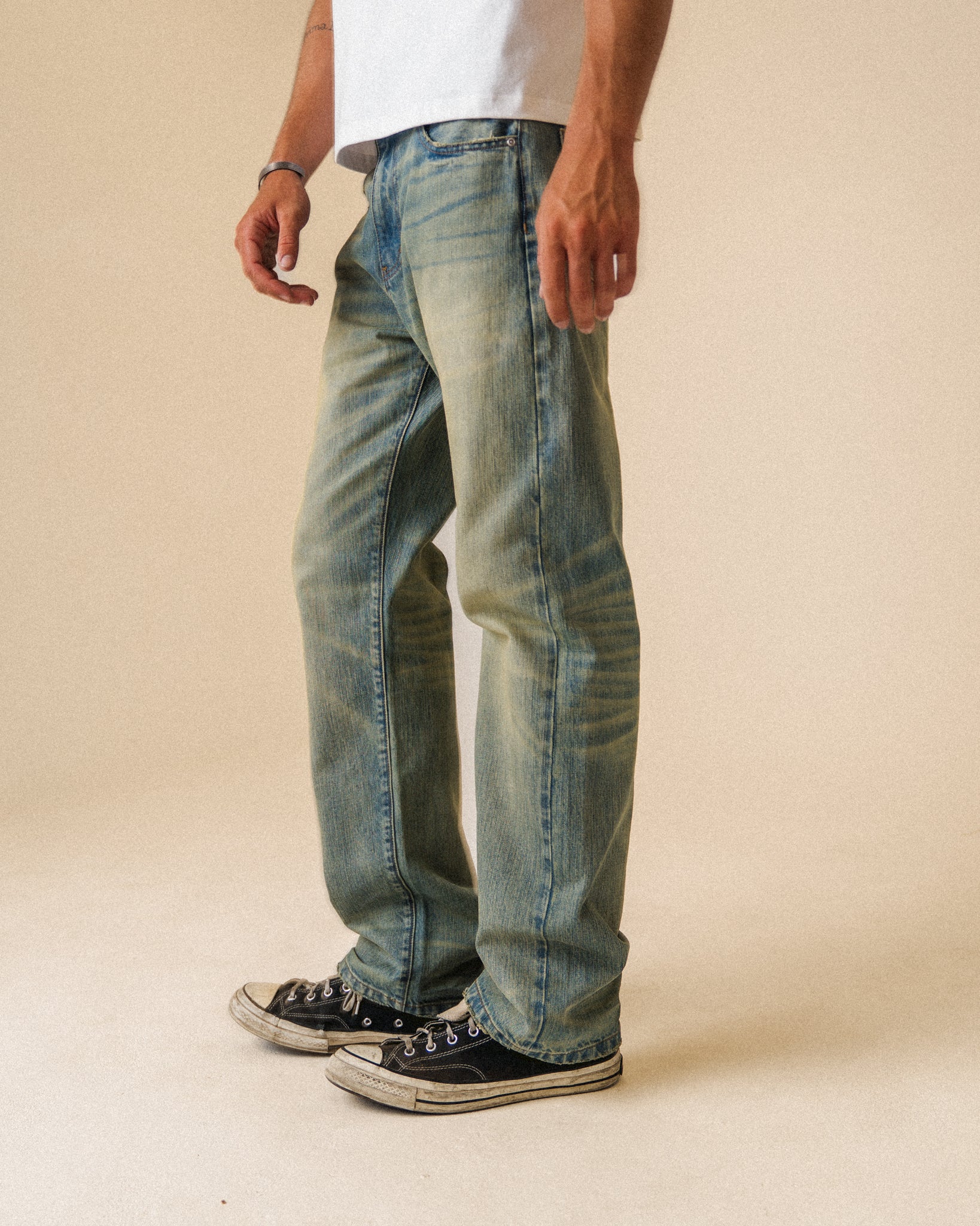"Bruce Type" Straight-Leg Washed Denim