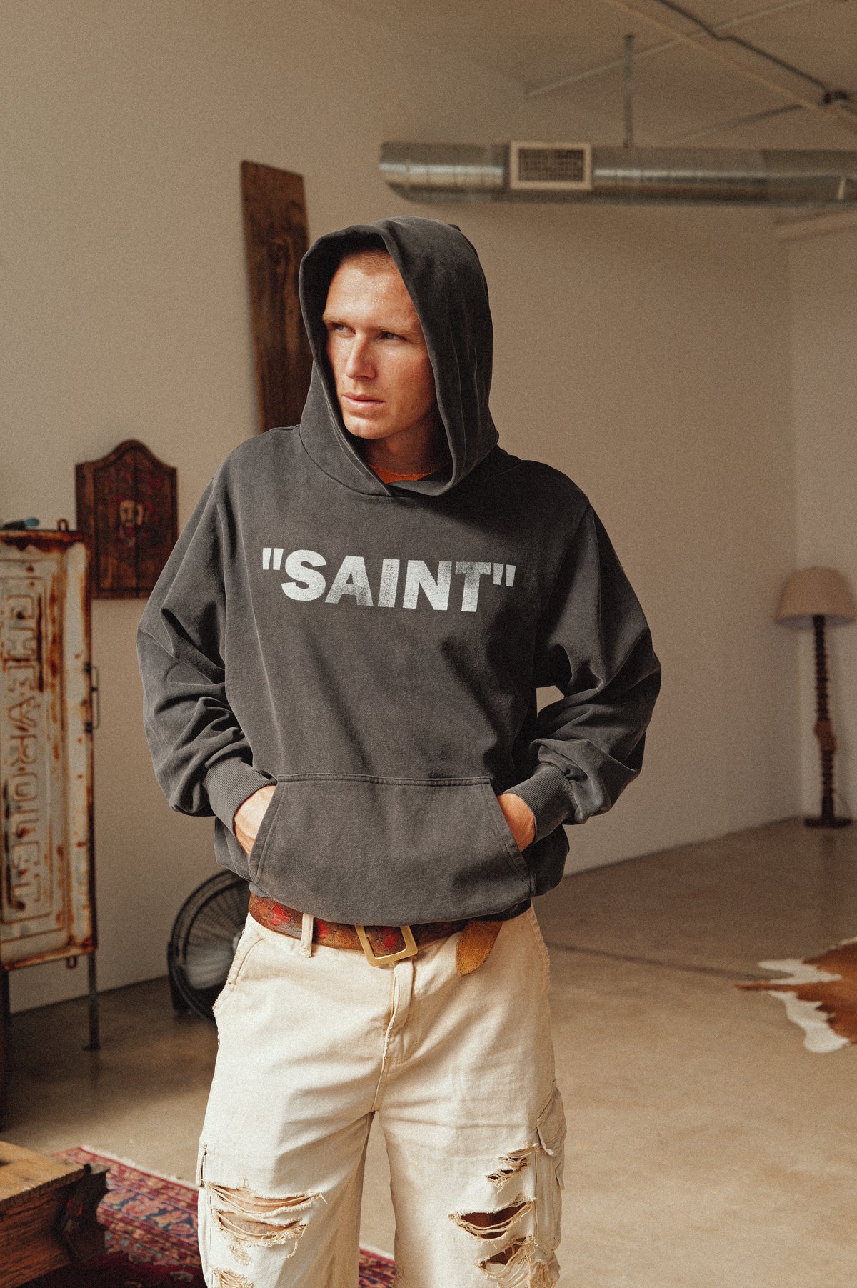 SAINT' washed Hoodie