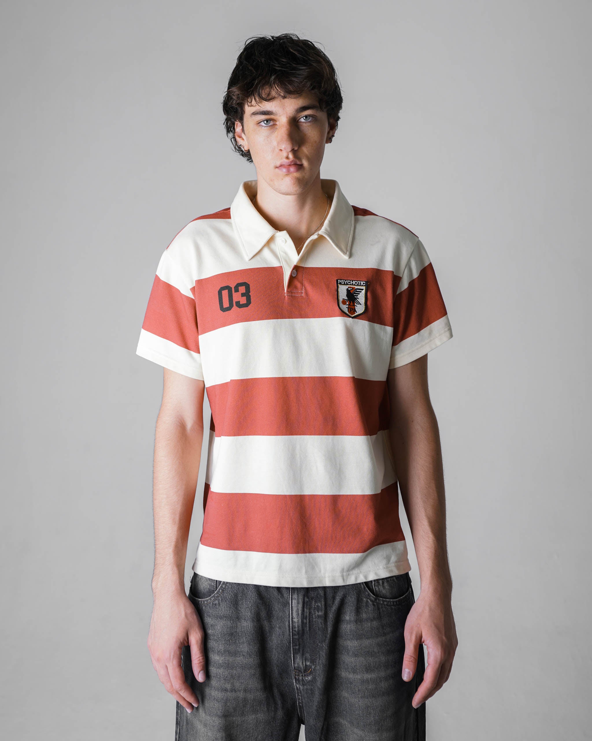 STRIPED JERSEY POLO (RED)