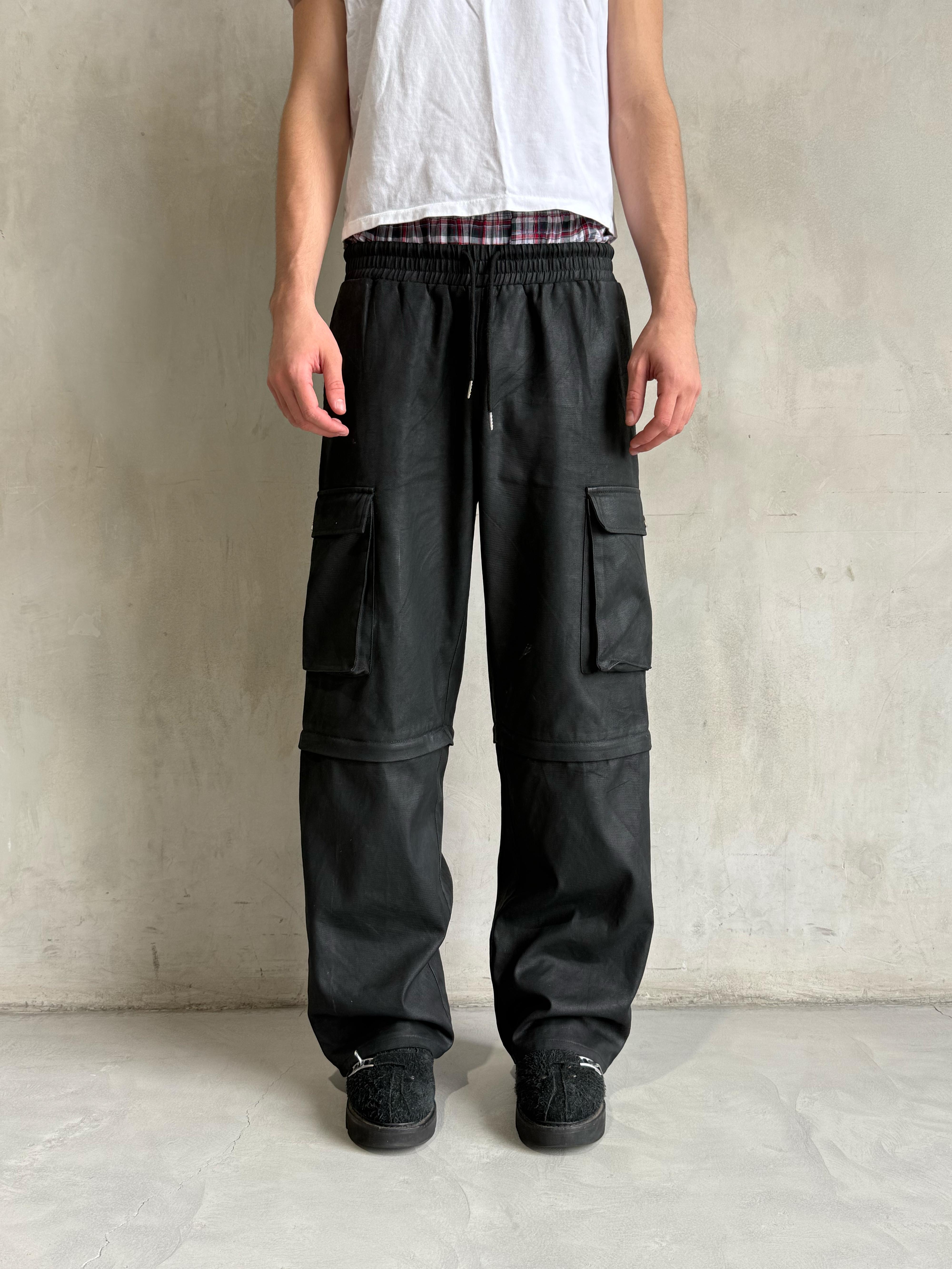 "WAXED ZIP-OFF" cargo pants