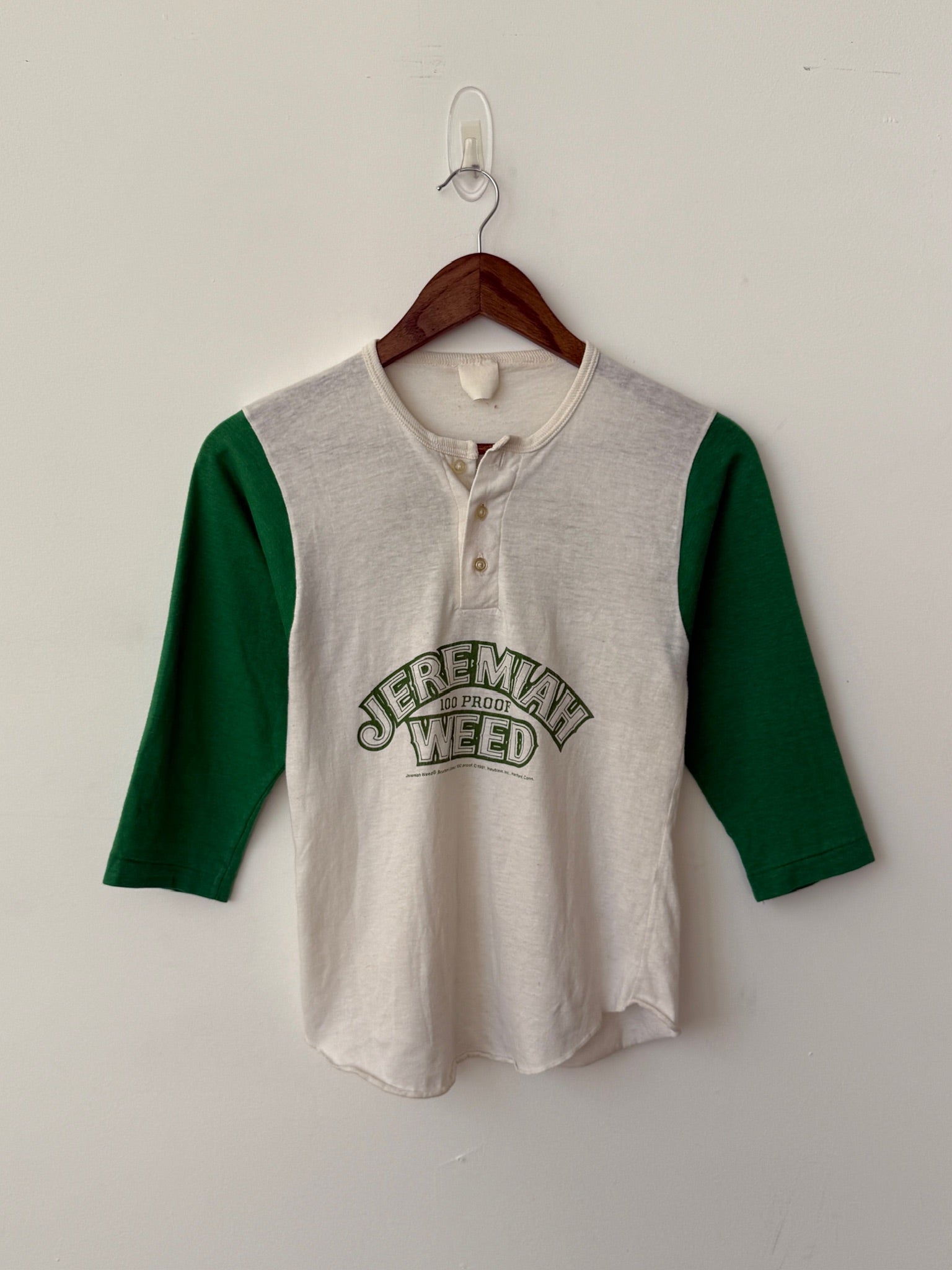 70s Jeremiah 100 Proof Weed Baseball Henley T